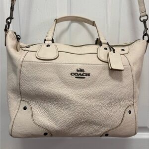 Coach K1432-F34040 Mickie Satchel in Chalk Pebbled Leather in GUC